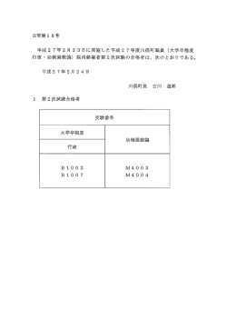 （大学卒程度・幼稚園教諭）採用候補者試験第2次試験合格者