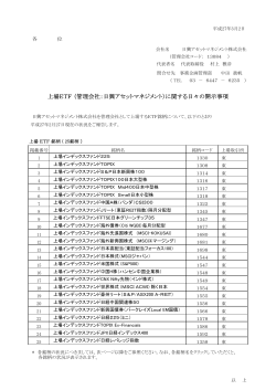 上場ETF （管理会社：日興アセットマネジメント）に関する日々の開示事項