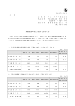 業績予想の修正に関するお知らせ