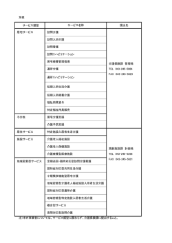 別表 サービス類型 居宅サービス 訪問介護 訪問入浴介護 訪問看護 訪問