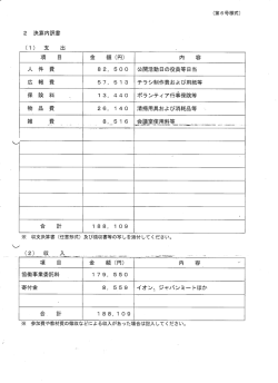 （第6号様式） 2 決算内訳書 ※ 収支決算書（任意形式）及び領収書等の