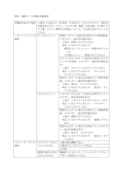 別表 健康づくり応援店実施基準 栄養成分表示の実施 1食分（3品以上