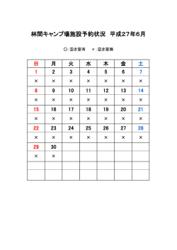 林間キャンプ場施設予約状況 平成27年6月