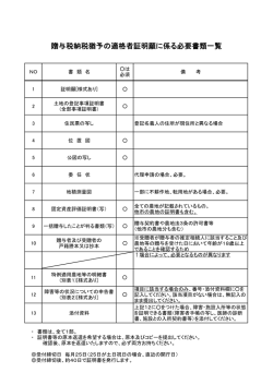 贈与税納税猶予の適格者証明願に係る必要書類一覧