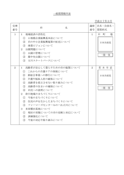 一般質問順序表（PDF：256KB）