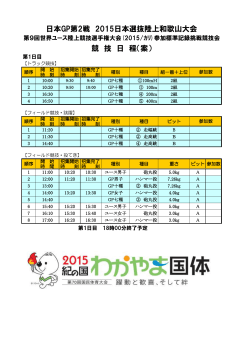 競 技 日 程（案） 日本GP第2戦 2015日本選抜陸上和歌山大会