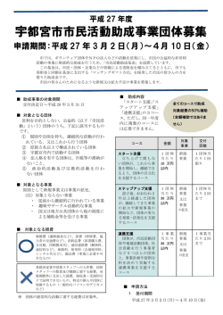 宇都宮市市民活動助成事業団体募集