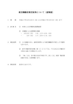 航空機騒音測定結果について（速報値）