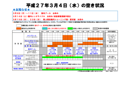 平成27年3月4日（水）の空き状況