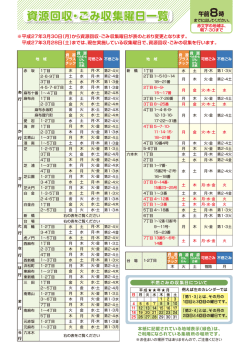 資源回収・ごみ収集曜日一覧 資源回収・ごみ収集曜日一覧