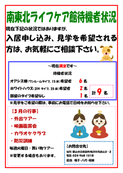 南東北ライフケア館 待機者情報 2015.2月