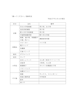 「譲ってください」登録状況 平成 27年3月4日現在 区分 品名 備考 衣類