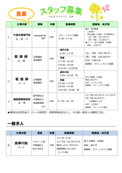 求人コーナー - 喜寿福祉会