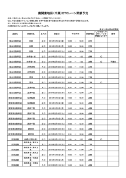 南関東地区（千葉）ETCレーン閉鎖予定