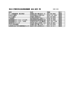 指定小児慢性特定疾病医療機関 追加・変更一覧