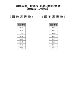 （前期日程） 【地域みらい学科】