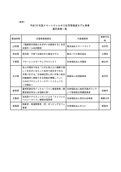 平成26年度選定候補事業一覧 - スマートウェルネス住宅等推進モデル事業