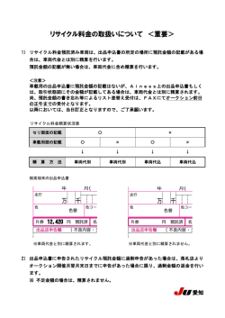 リサイクル料金の取扱いについて ＜重要＞
