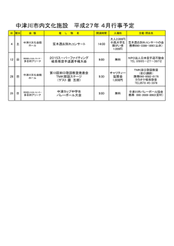 中津川市内文化施設 平成27年 4月行事予定