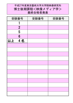博士後期課程最終合格者発表