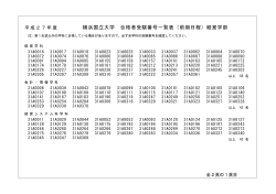 横浜国立大学 合格者受験番号一覧表（前期日程）経営学部