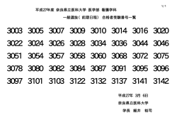 平成27年度 奈良県立医科大学 医学部 看護学科 一般選抜（前期日程