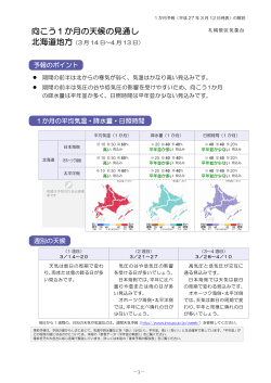 向こう1か月の天候の見通し