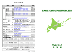 北海道の企業向け援制度の概要 平成27年2月 北 海 道