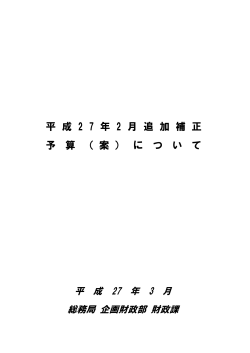 平 成 2 7 年 2 月 追 加 補 正 予 算 （ 案 ） に つ い て