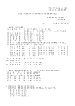 平成27年3月14日（土） 午前10時 記者提供資料 平成27年度高知県