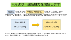 4月より一般名処方を開始します