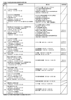 緑の相談所 27年度年間行事予定表