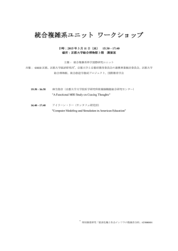 統合複雑系ユニット ワークショップ - GSEE/Kyoto