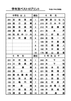 学年別ベスト10プリント