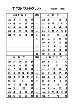 学年別ベスト10プリント