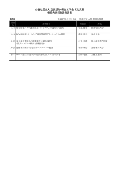 公益社団法人 空気調和・衛生工学会 東北支部 優秀発表奨励賞受賞者