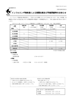 インフルエンザ様疾患による登園自粛及び学級閉鎖等のお知らせ