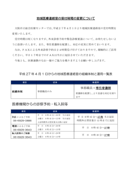 医療機関からの診察予約・転入院等