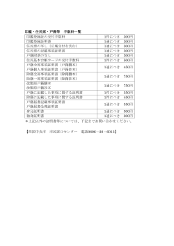 印鑑・住民票・戸籍等 手数料一覧 印鑑登録証の交付