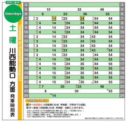 土 曜 川西能勢口 方面 発車時刻表