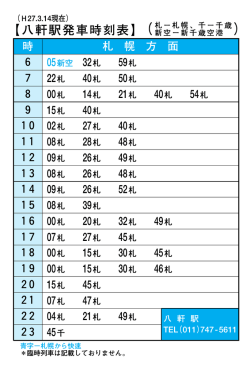 八軒駅発車時刻表
