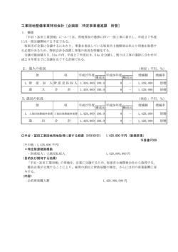 工業団地整備事業特別会計［企画部 特定事業推進課 所管］ 2
