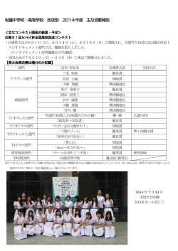 放送部全国大会（NHK杯）出場決定