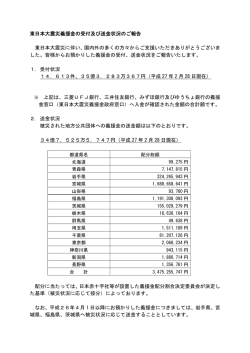 東日本大震災義援金の受付及び送金状況のご報告 東日本大震災に伴い