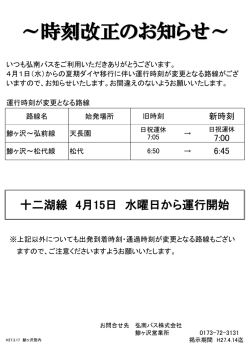 十二湖線 4月15日 水曜日から運行開始