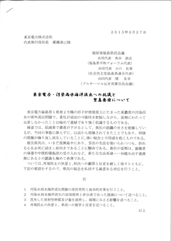 東電 2015年2月 汚染雨水海洋流出