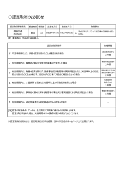 認定取消のお知らせ