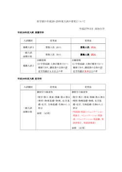 医学部の平成28・29年度入試の変更について 平成27年3月 高知大学