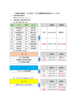 日、祝日のATM稼働時間延長店舗のおしらせ