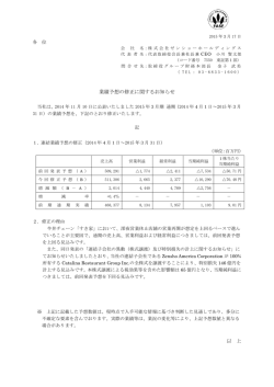 業績予想の修正に関するお知らせ